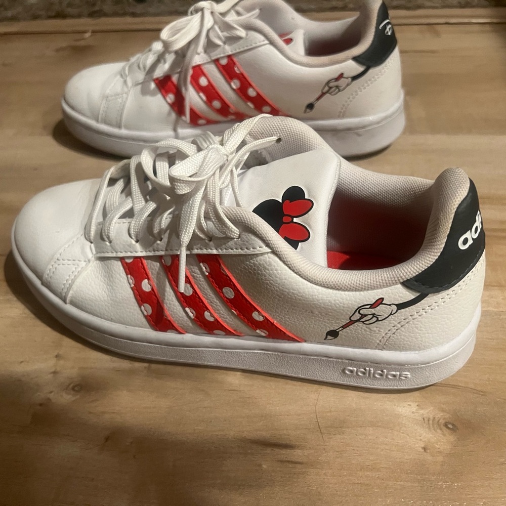 Adidas Women’s White and Red Minnie Mouse Sneakers